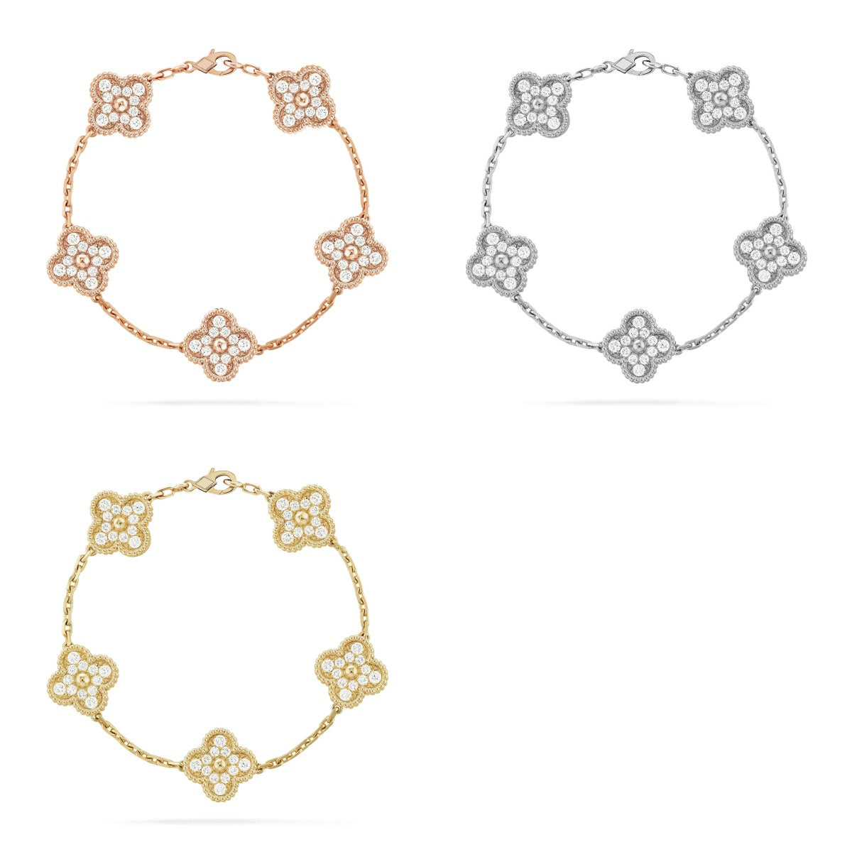 [Vera Jewelry] CLOVER 5 MOTIF FULL DIAMOND BRACELET COLLECTION