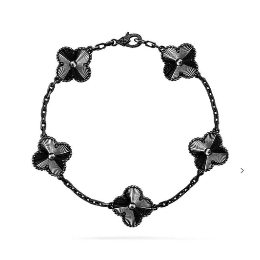 [Vera  Jewelry]CLOVER 5 MOTIF BLACK BRACELET