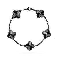 [Vera Jewelry]CLOVER 5 MOTIF BLACK BRACELET