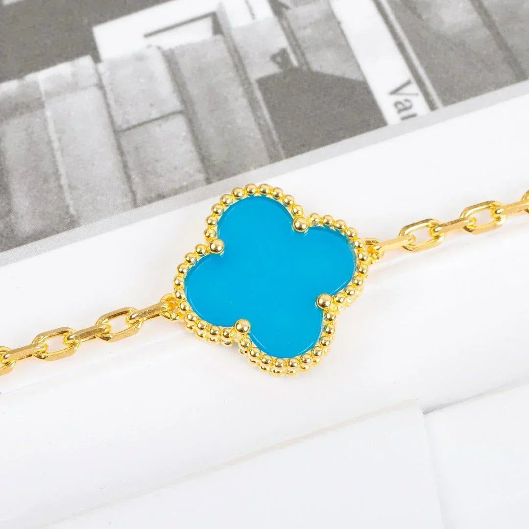 [Vera  Jewelry]LUCKY CLOVER 5-MOTIF BRACELET - TURQUOISE COLLECTION