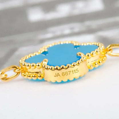 [Vera  Jewelry]LUCKY CLOVER 5-MOTIF BRACELET - TURQUOISE COLLECTION
