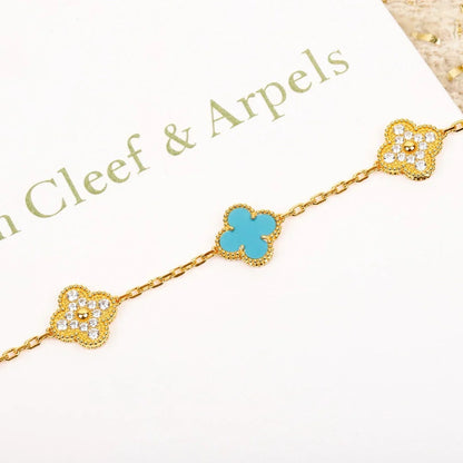 [Vera Jewelry] クローバー 5モチーフ ターコイズ ブレスレット コレクション