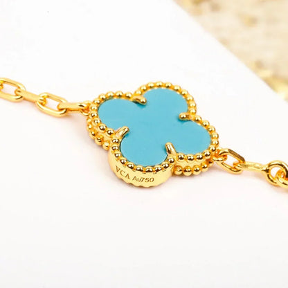 [Vera  Jewelry]LUCKY CLOVER 5-MOTIF BRACELET - TURQUOISE COLLECTION