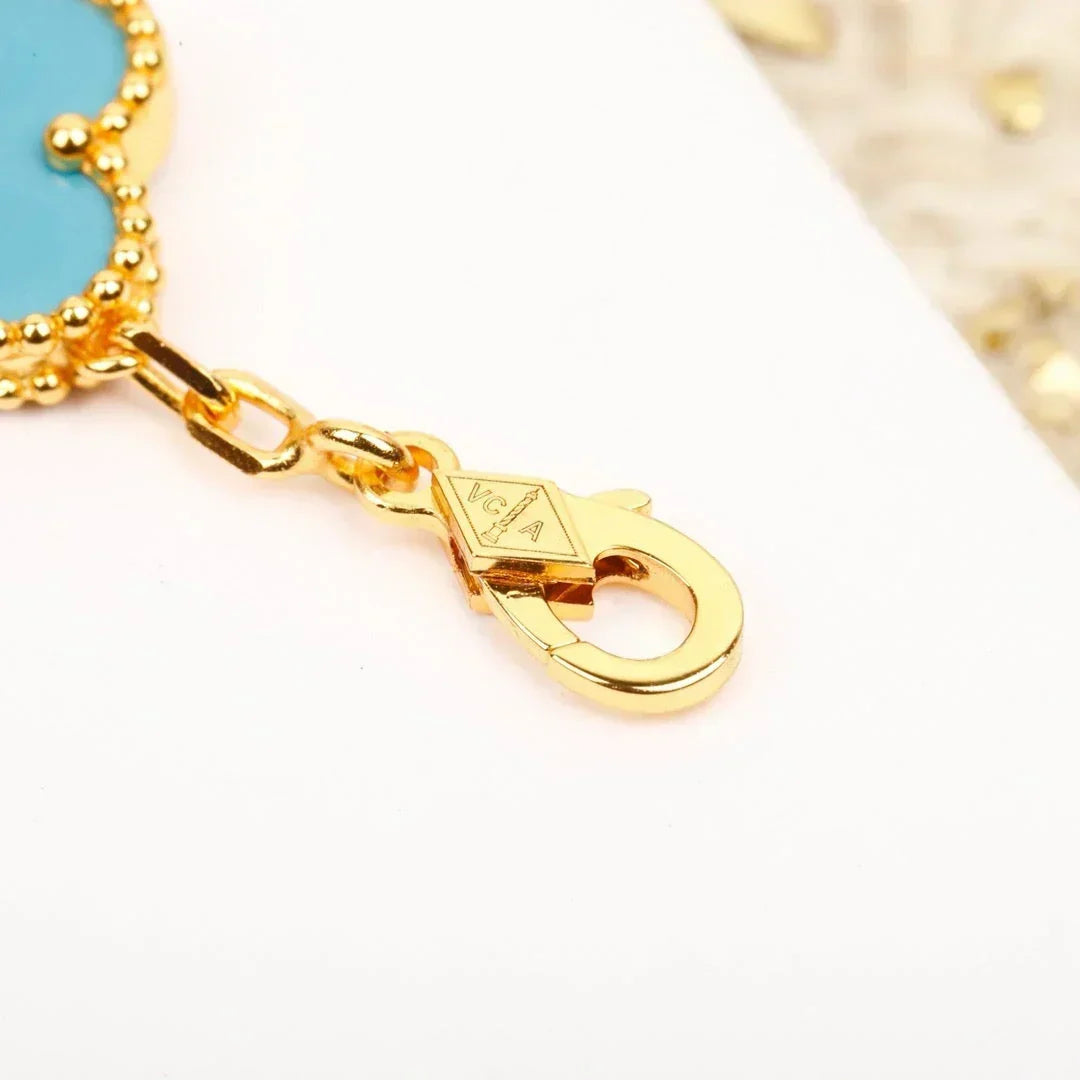 [Vera  Jewelry]LUCKY CLOVER 5-MOTIF BRACELET - TURQUOISE COLLECTION