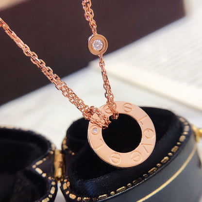 [Vera  Jewelry]LOVE NECKLACE 16MM 2 DIAMONDS