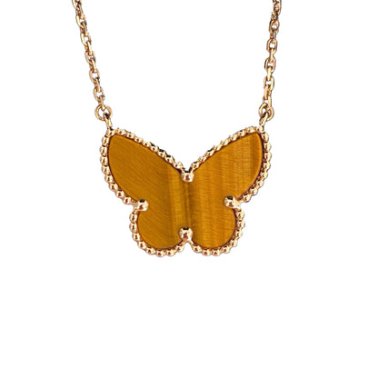 [Vera  Jewelry] TIGER__ EYE BUTTERFLY NECKLACE