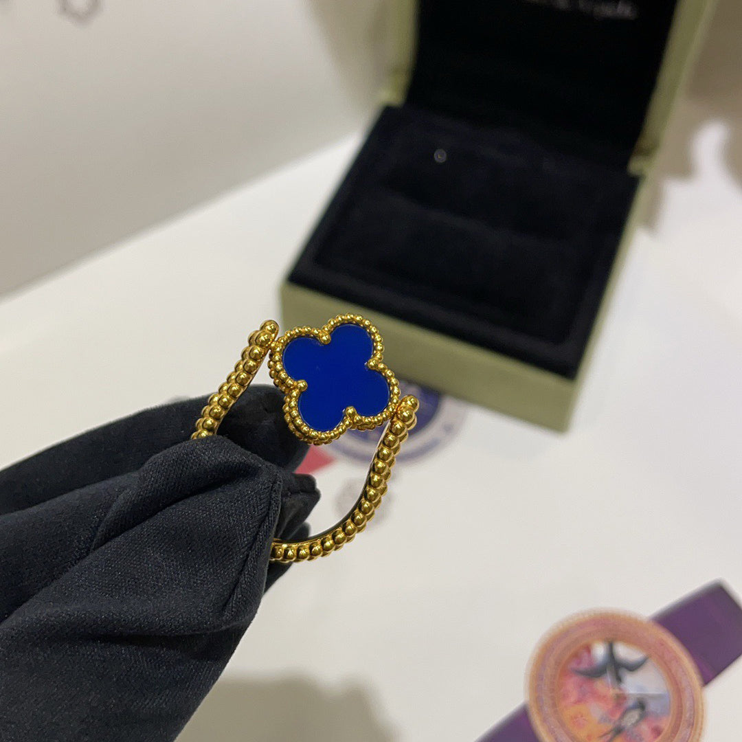 [Vera  Jewelry]CLOVER RIVERSIBLE BLUE AGATE RING