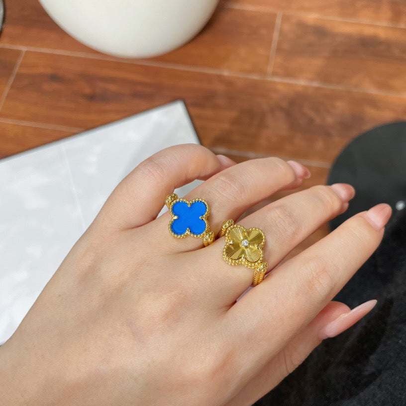 [Vera  Jewelry]CLOVER RIVERSIBLE BLUE AGATE RING