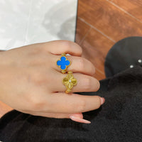 [Vera Jewelry]CLOVER RIVERSIBLE BLUE AGATE RING