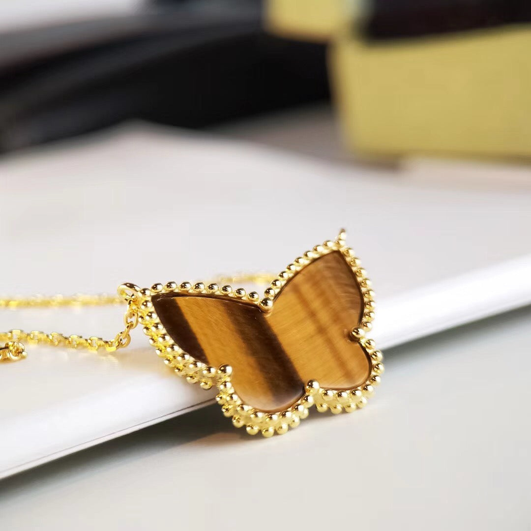 [Vera  Jewelry] TIGER__ EYE BUTTERFLY NECKLACE