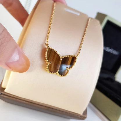[Vera  Jewelry] TIGER__ EYE BUTTERFLY NECKLACE