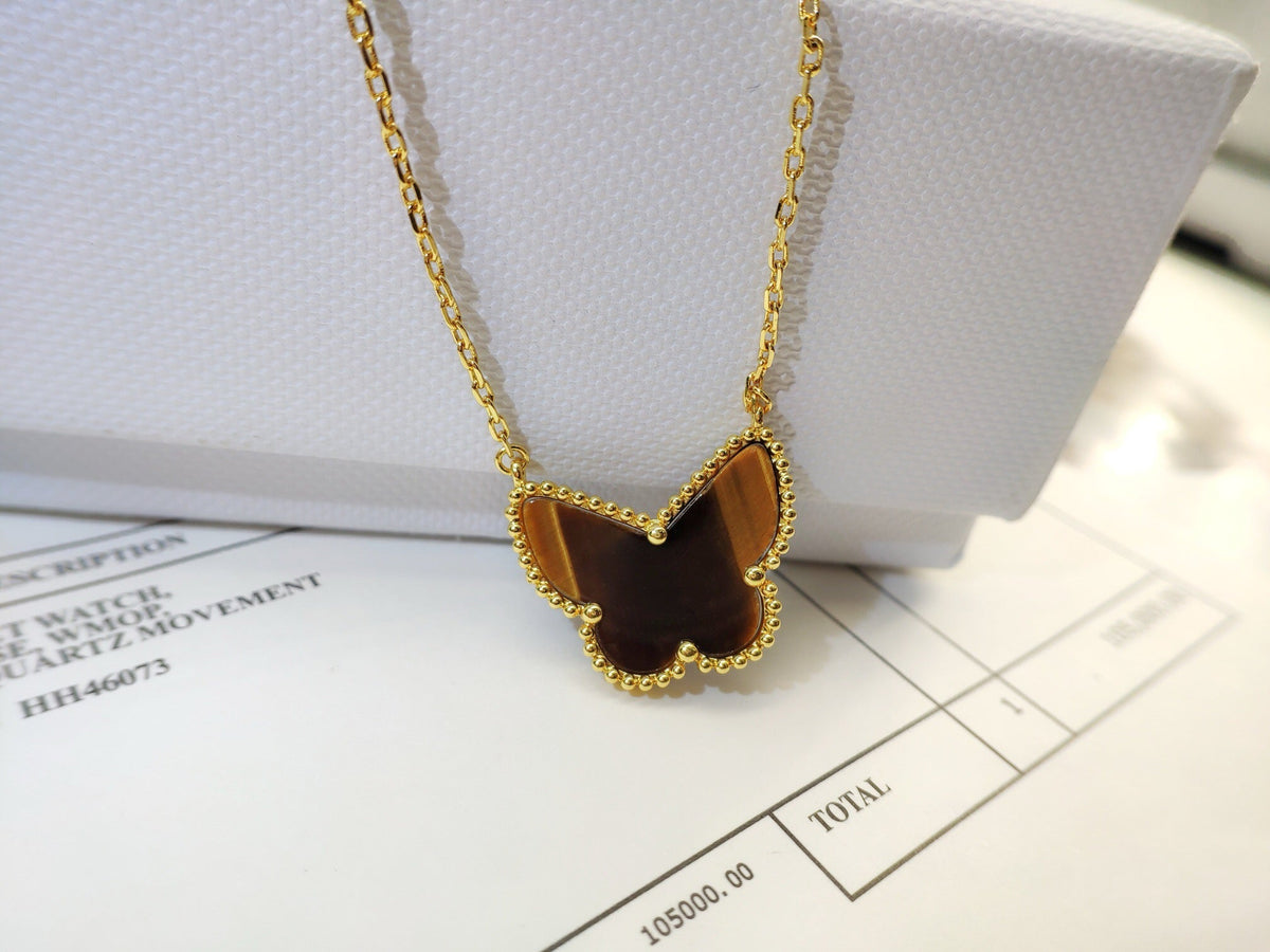 [Vera  Jewelry] TIGER__ EYE BUTTERFLY NECKLACE
