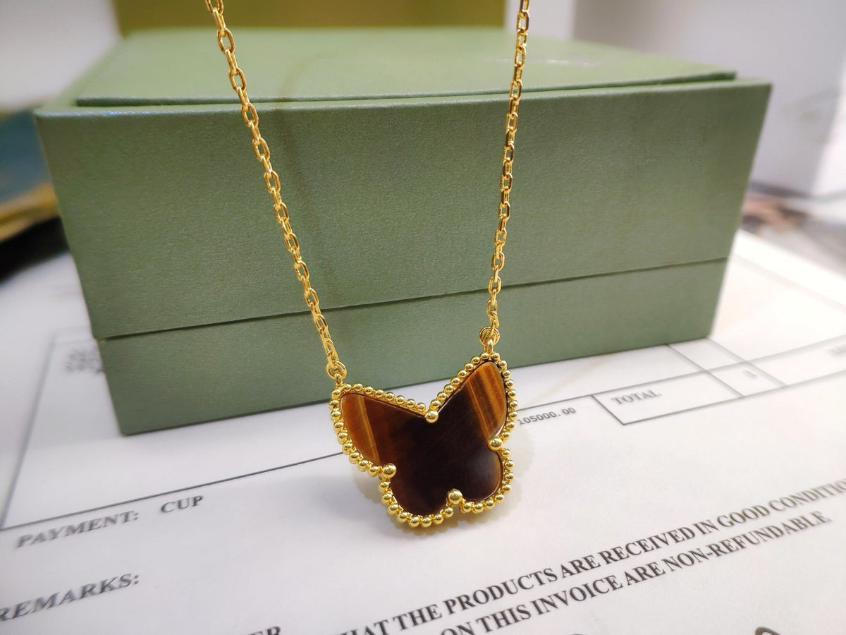 [Vera  Jewelry] TIGER__ EYE BUTTERFLY NECKLACE