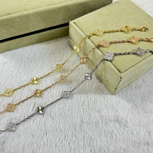 [Vera Jewelry]CLOVER 6 MOTIF DIAMOND LASER BRACELET