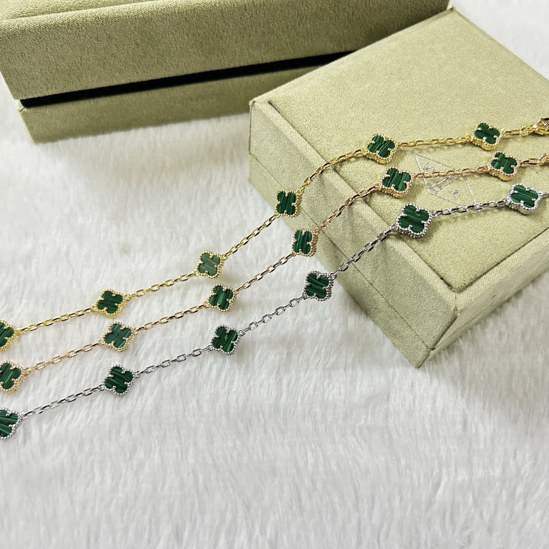 [Vera  Jewelry]CLOVER 6 MOTIF MALACHITE BRACELET