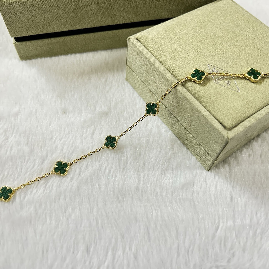 [Vera Jewelry]CLOVER 6 MOTIF MALACHITE BRACELET