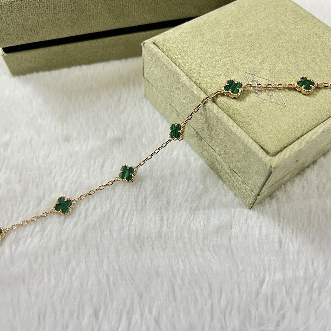 [Vera Jewelry]CLOVER 6 MOTIF MALACHITE BRACELET
