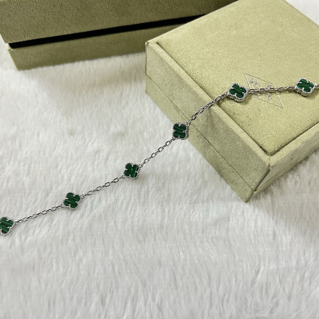 [Vera Jewelry]CLOVER 6 MOTIF MALACHITE BRACELET