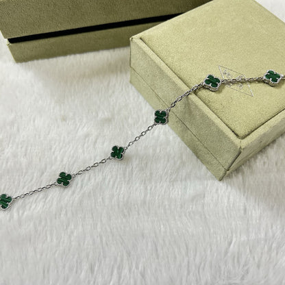 [Vera Jewelry]CLOVER 6 MOTIF MALACHITE BRACELET