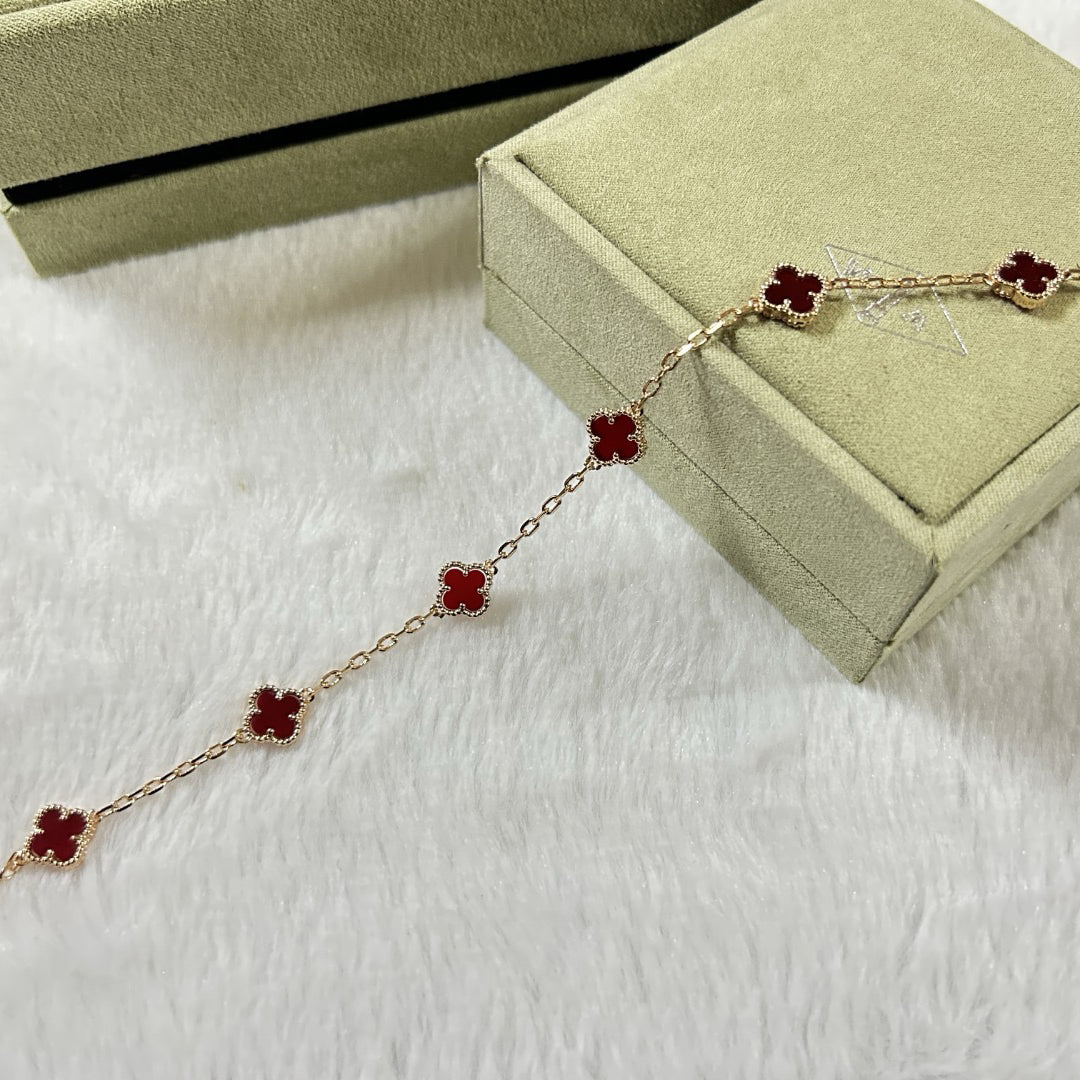 [Vera  Jewelry]CLOVER 6 MOTIF RED AGATE BRACELET