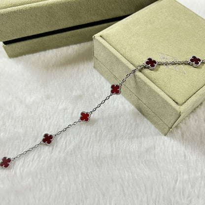 [Vera Jewelry]CLOVER 6 MOTIF RED AGATE BRACELET