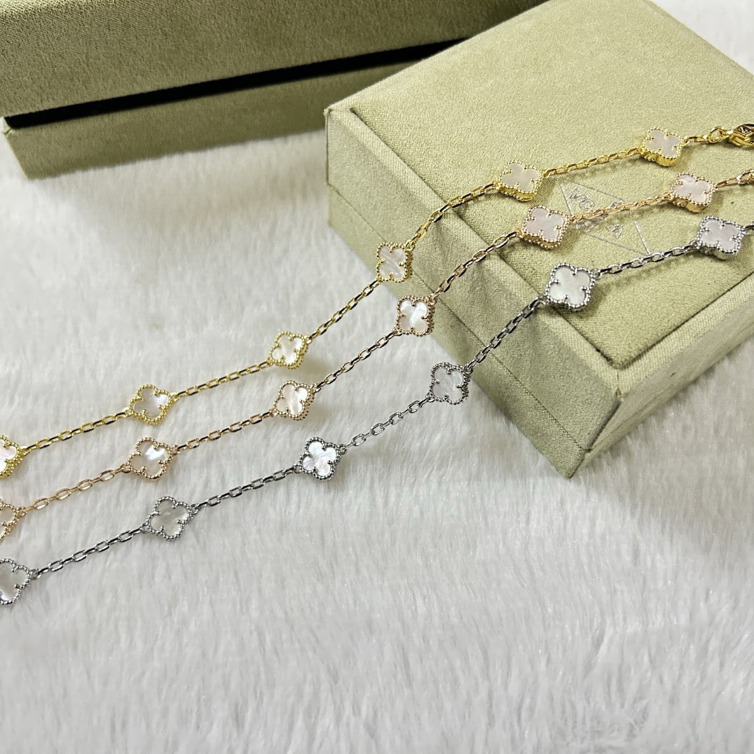 [Vera  Jewelry]CLOVER 6 MOTIF WHITE MOP BRACELET