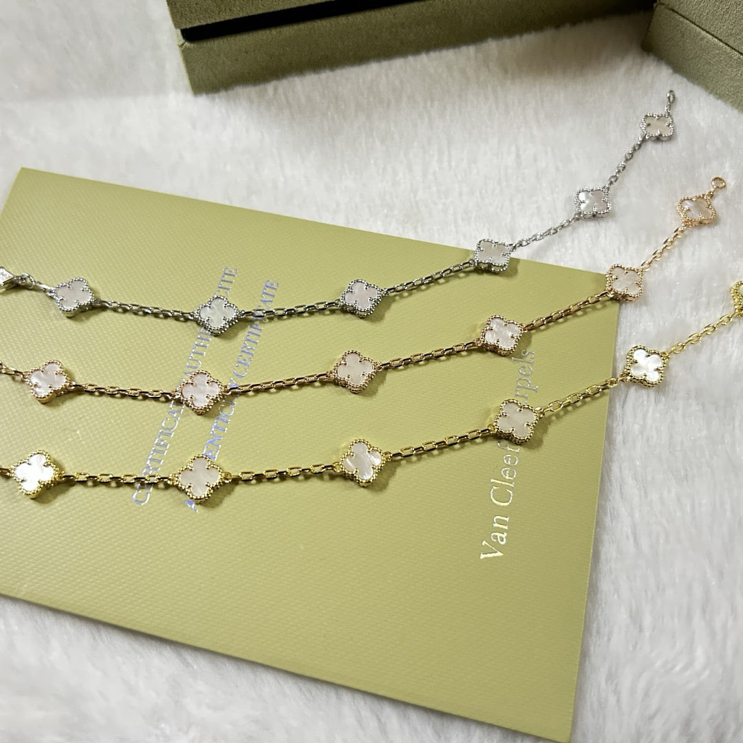 [Vera Jewelry]CLOVER 6 MOTIF WHITE MOP BRACELET