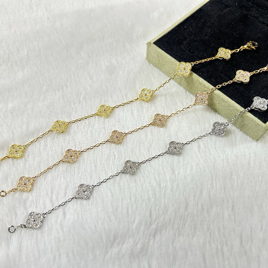 [Vera  Jewelry]CLOVER 6 MOTIF DIAMOND BRACELET