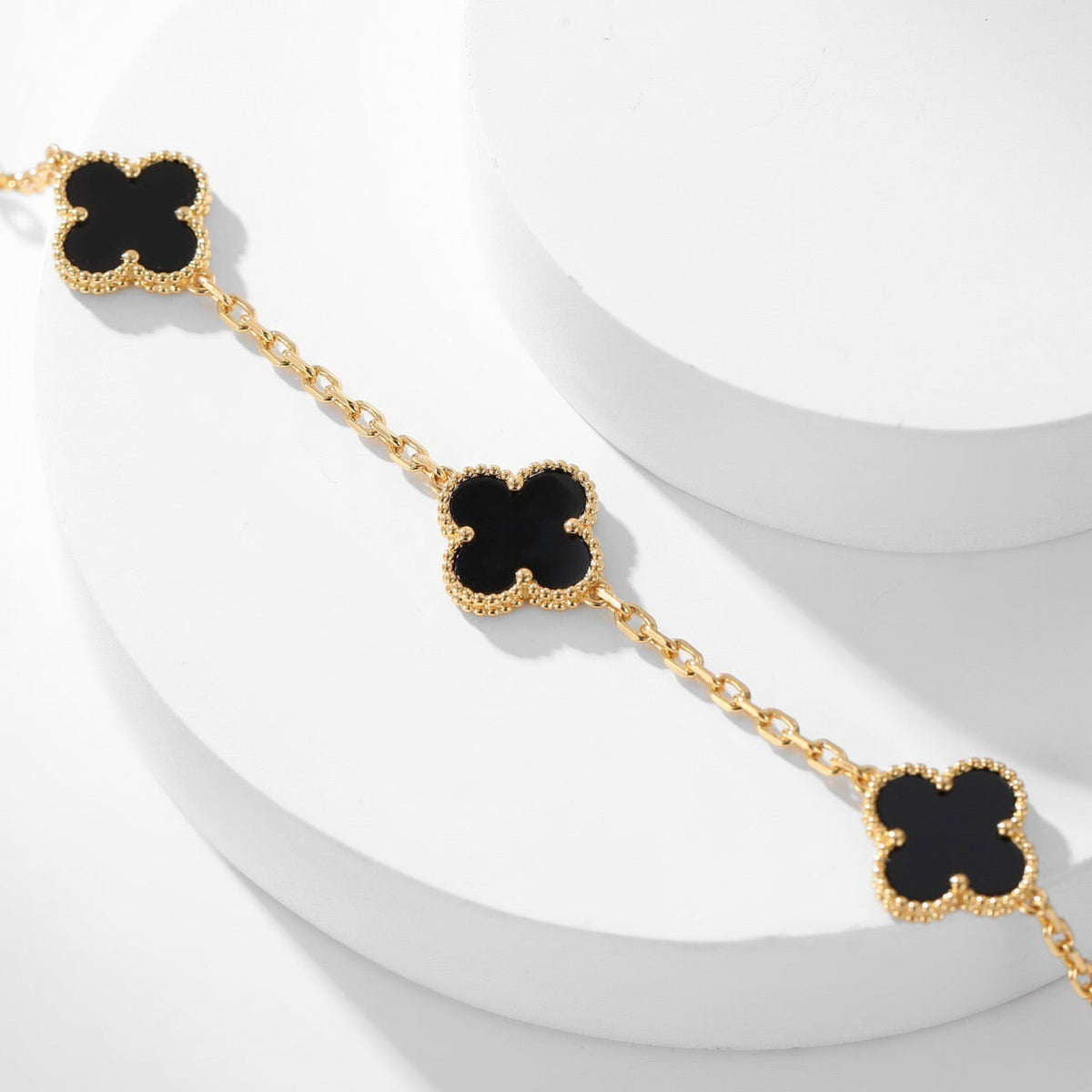 [Vera  Jewelry]CLOVER 10 MOTIFS ONYX NECKLACE