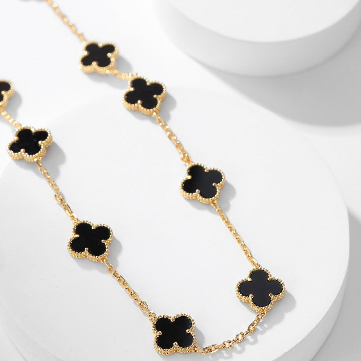 [Vera Jewelry]CLOVER 10 MOTIFS ONYX NECKLACE