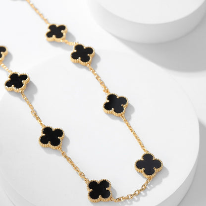 [Vera Jewelry]CLOVER 10 MOTIFS ONYX NECKLACE