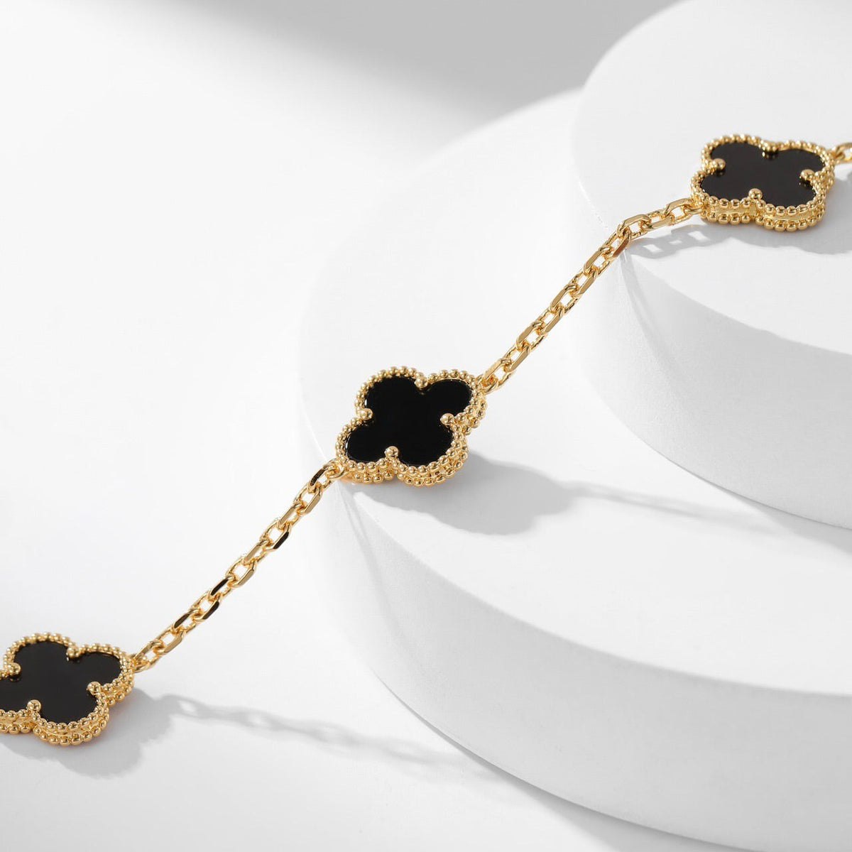 [Vera Jewelry]CLOVER 10 MOTIFS ONYX NECKLACE