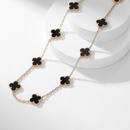 [Vera Jewelry]CLOVER 10 MOTIFS ONYX NECKLACE