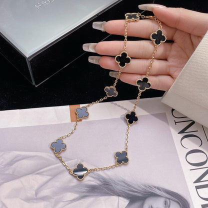 [Vera  Jewelry]CLOVER 10 MOTIFS ONYX NECKLACE