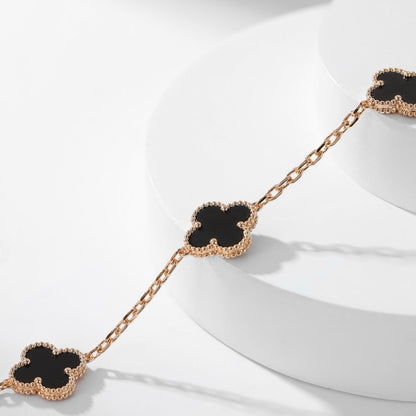 [Vera Jewelry]CLOVER 10 MOTIFS ONYX NECKLACE