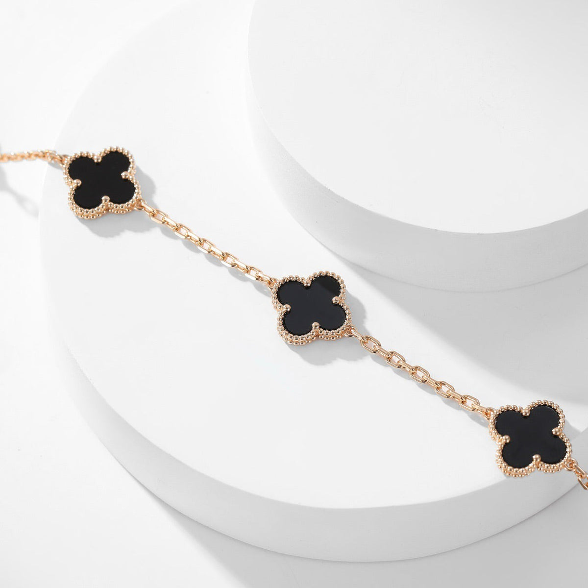 [Vera  Jewelry]CLOVER 10 MOTIFS ONYX NECKLACE
