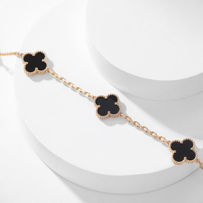 [Vera  Jewelry]CLOVER 10 MOTIFS ONYX NECKLACE