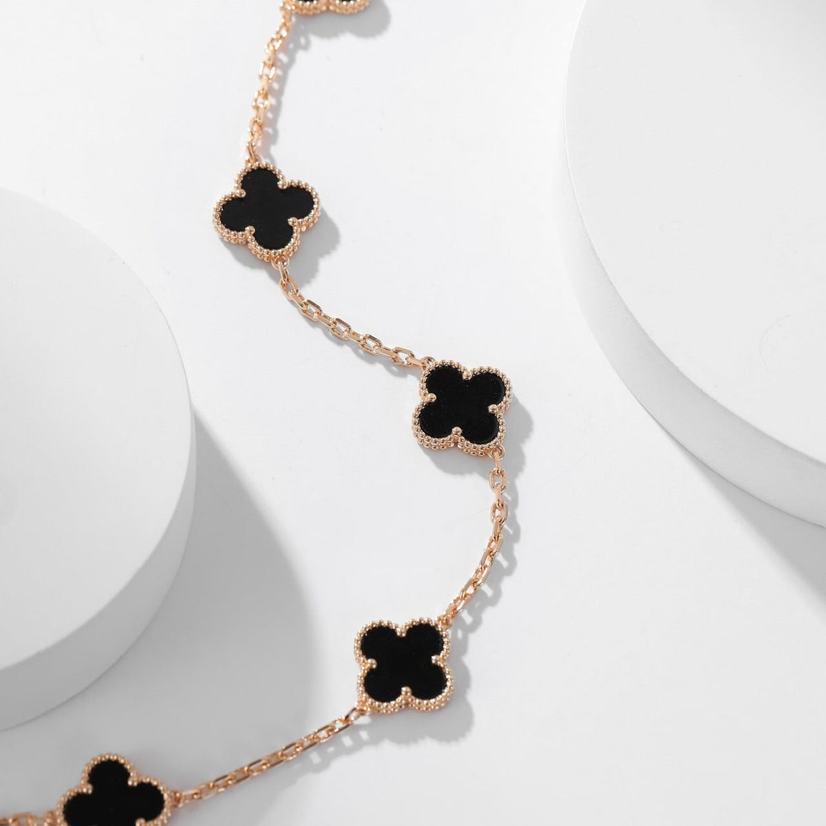 [Vera Jewelry]CLOVER 10 MOTIFS ONYX NECKLACE