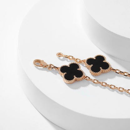 [Vera  Jewelry]CLOVER 10 MOTIFS ONYX NECKLACE