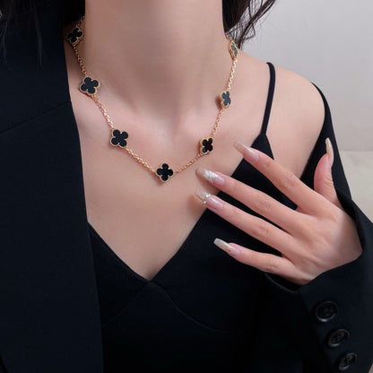 [Vera  Jewelry]CLOVER 10 MOTIFS ONYX NECKLACE