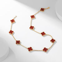 [Vera Jewelry]CLOVER 10 MOTIFS CARNELIAN NECKLACE
