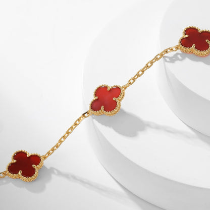[Vera Jewelry]CLOVER 10 MOTIFS CARNELIAN NECKLACE