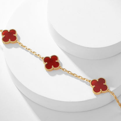 [Vera Jewelry]CLOVER 10 MOTIFS CARNELIAN NECKLACE