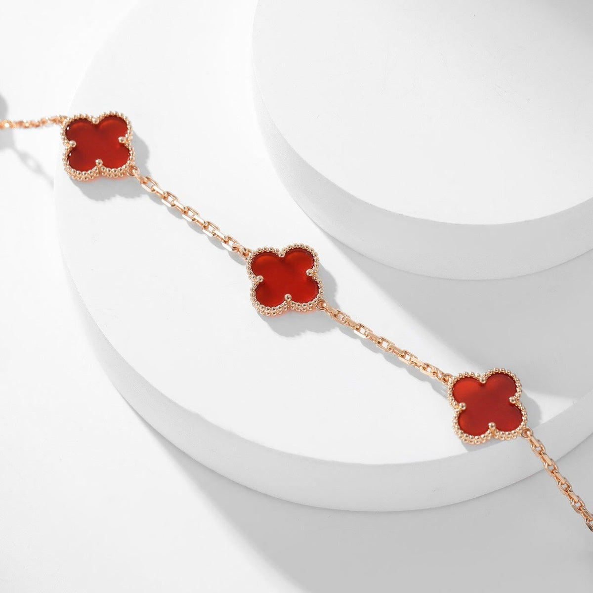 [Vera Jewelry]CLOVER 10 MOTIFS CARNELIAN NECKLACE