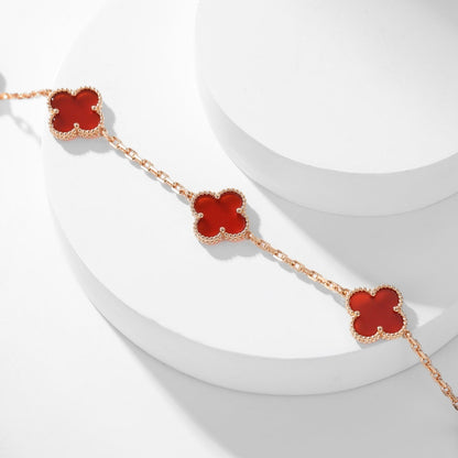 [Vera Jewelry]CLOVER 10 MOTIFS CARNELIAN NECKLACE