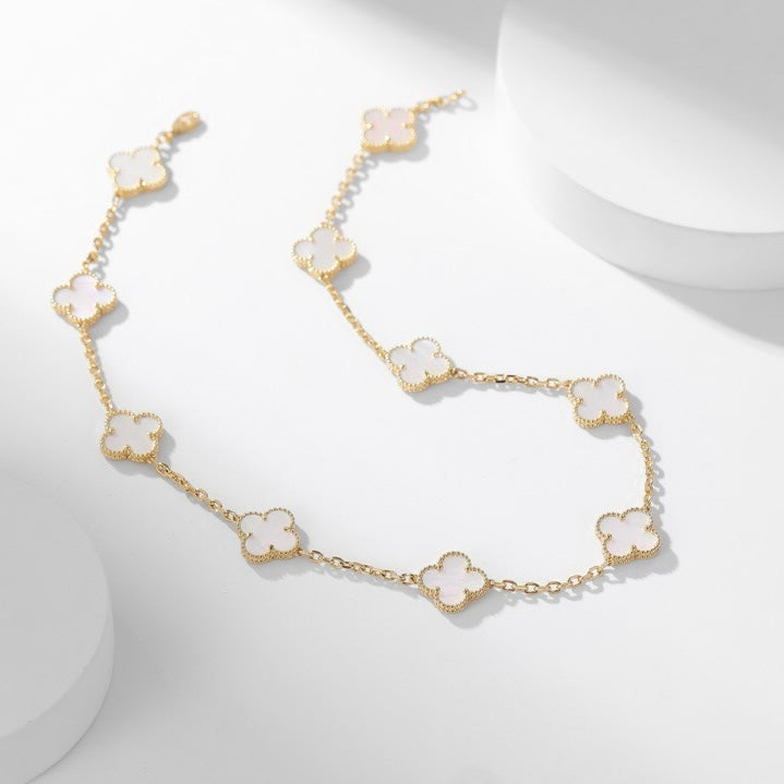 [Vera Jewelry]CLOVER 10 MOTIFS WHITE MOTHER OF PEARL NECKLACE