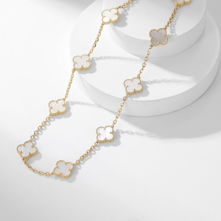 [Vera Jewelry]CLOVER 10 MOTIFS WHITE MOTHER OF PEARL NECKLACE