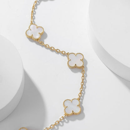[Vera Jewelry]CLOVER 10 MOTIFS WHITE MOTHER OF PEARL NECKLACE