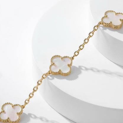[Vera Jewelry]CLOVER 10 MOTIFS WHITE MOTHER OF PEARL NECKLACE