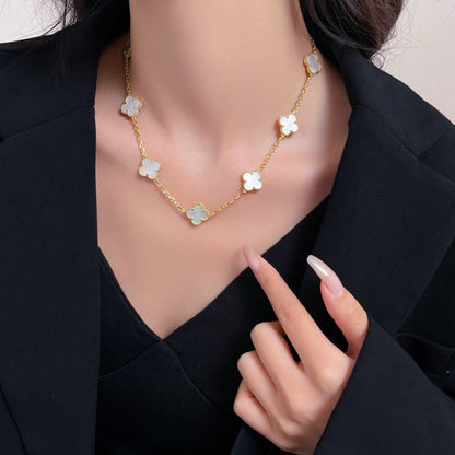 [Vera Jewelry]CLOVER 10 MOTIFS WHITE MOTHER OF PEARL NECKLACE